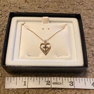 14K Gold Filled Heart with Cross Necklace
